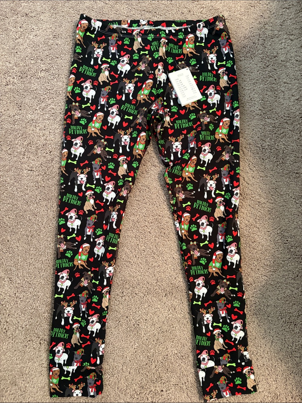 Black Christmas Pitbull Print Leggings